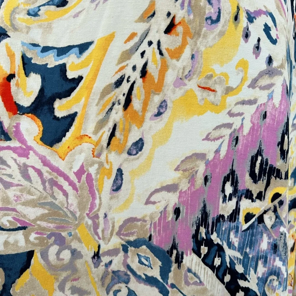 CHICOS FLORAL TWIST SLEEVE STRETCH JERSEY KNIT DRESS SZ 6 - Picture 4 of 10